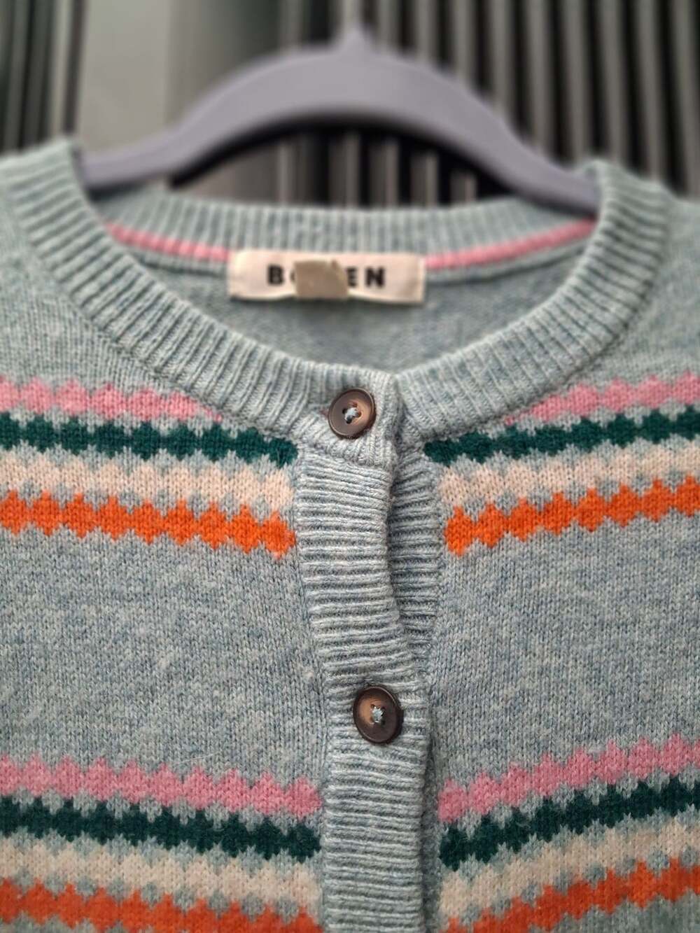 Boden Edie Fair Isle Cardigan Sweater in Blue - Picture 6 of 8